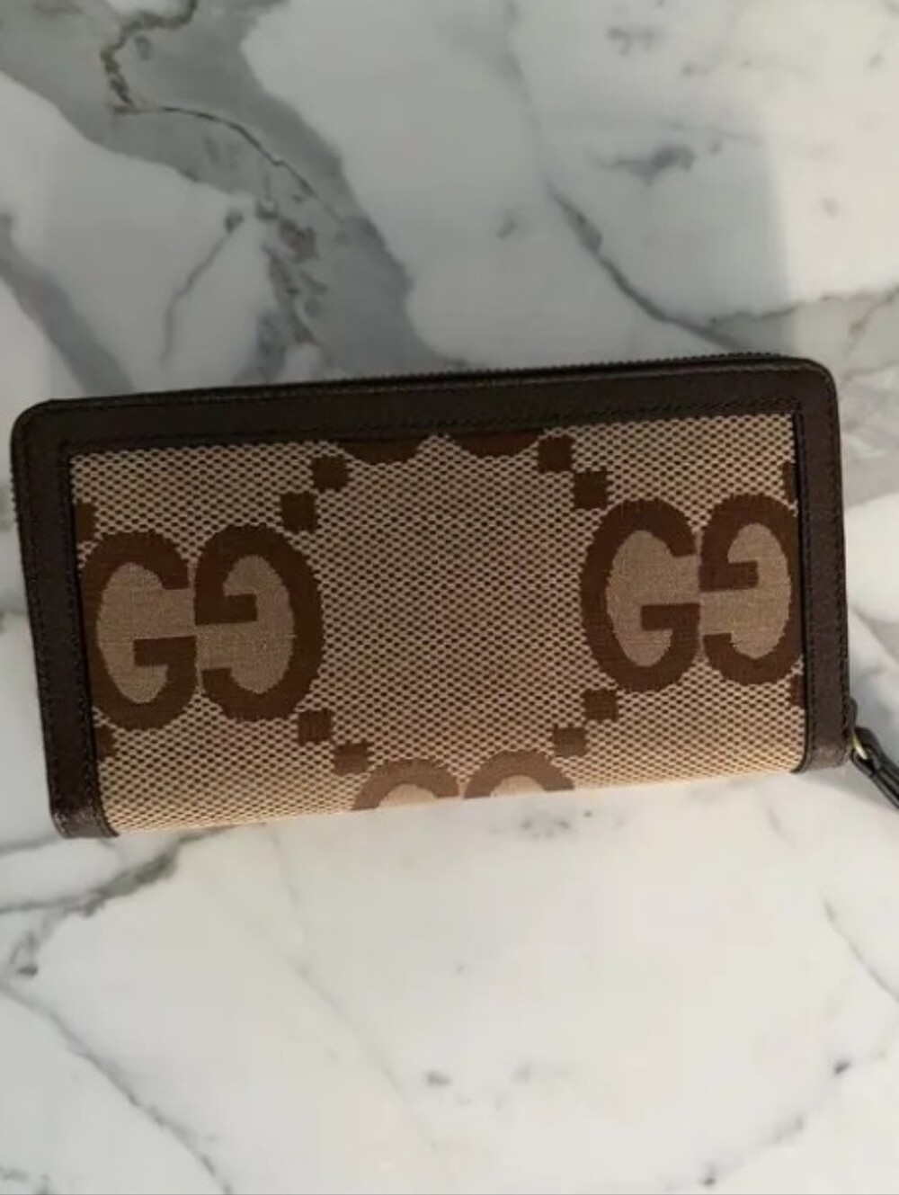 Gucci Brown Beige GG Canvas Continental Long Wallet with Bamboo Accent/EUC - Picture 2 of 6